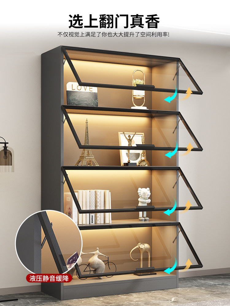 Hand-Made Bookcase, Dust-Proof Bookshelf, Integrated Combination, Full Wall with Glass Door, Light Luxury Lego Model, Living Room Display Wine Cabinet