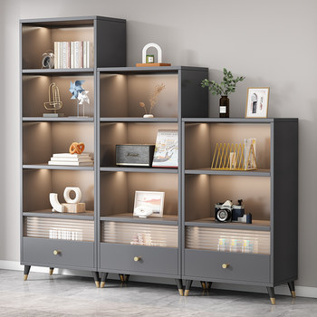 Bookshelf, Bookcase, Glass Door, Floor-Standing Storage Rack, Integrated Wall-Mounted Storage, Children's Free Combination, Living Room Miscellaneous Items Display