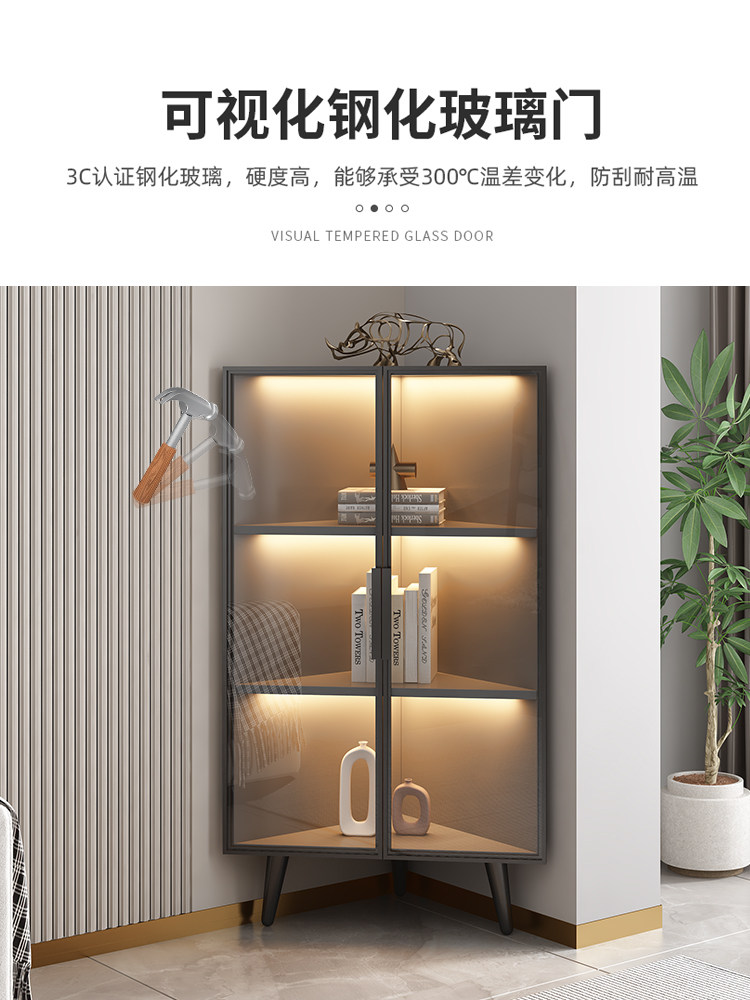 Corner Cabinet, Triangular Right-Angle Corner Shelf, Living Room Bedroom Storage, Wall-Mounted Corner Floor-Standing Wine Cabinet
