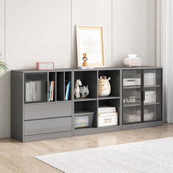 Glass Door Luxury Bookshelf for Living Room Home Display Stand, Children's Sideboard Low Cabinet