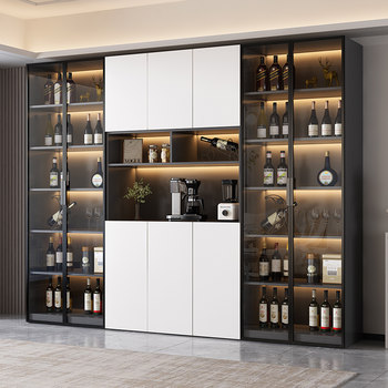 Glass Door Luxury Wine Cabinet Display Cabinet for Living Room, Modern Minimalist Wall-Mounted Home Storage Wine Rack Bookshelf Sideboard