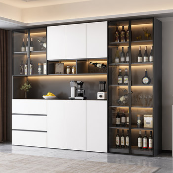 Light Luxury Wine Cabinet, Sideboard, Display Cabinet, Living Room Modern Minimalist Integrated Wall-Mounted Home Storage High Cabinet, Kitchen Cabinet