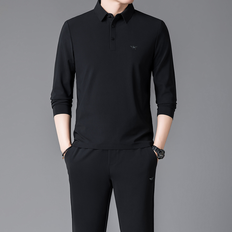 Spring and Autumn Italian Luxury Sports Casual Suit for Men, Mulberry Silk Designer Straight-Leg Loose Pants Two-Piece Set with T-Shirt