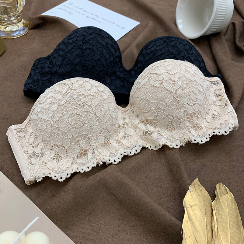 Wrj boutique Japanese summer thin strapless invisible bra sexy lace half cup strapless two-wear