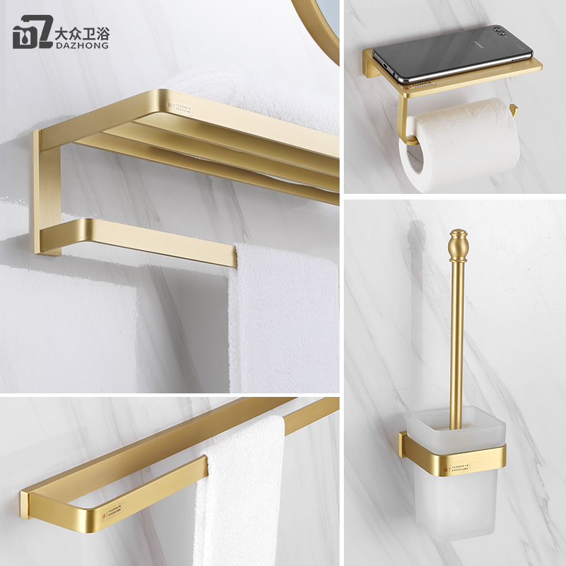 Nordic Light Lavish Wire Drawing Gold full copper bath towels Bathroom Makeup Room Gold wool towels Aggravated Hardware Pendant Suit