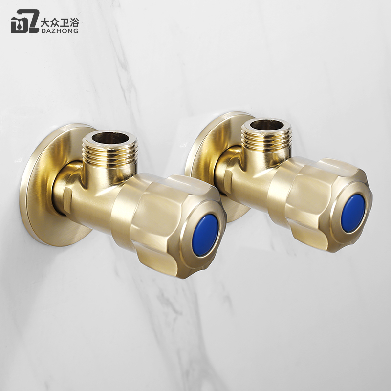 LaNordic Silk Golden Triangle Valve Full Copper Household Hot And Cold Water Valve Switch Explosion-proof Tee Water Heater Toilet Water Stop Valve