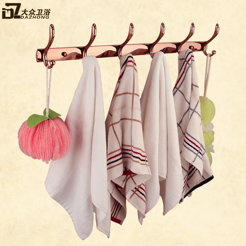 Bathroom Rose Gold Row Hook European Retro Coat Hook Titanium Alloy Towel Hook Cap Powder Room Pendant Set