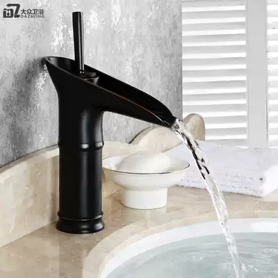 American black antique faucet Hand washbasin basin European-style all-copper powder room hot and cold basin faucet