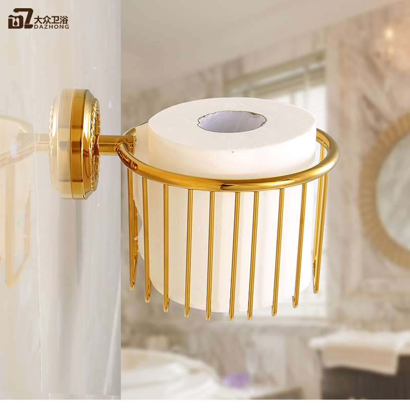 All copper gold paper basket European style paper towel holder Cosmetic net basket Toilet paper rack toilet paper rack toilet paper box