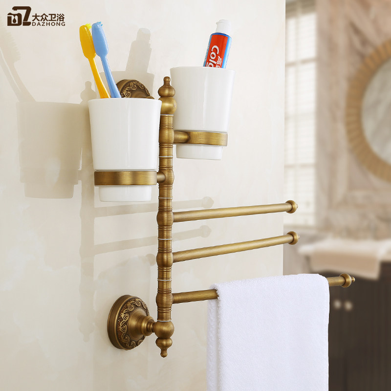 European bath towel towel hangs on antique rotation towel disc 2 rod toothbrush kitchen hanging towel frame
