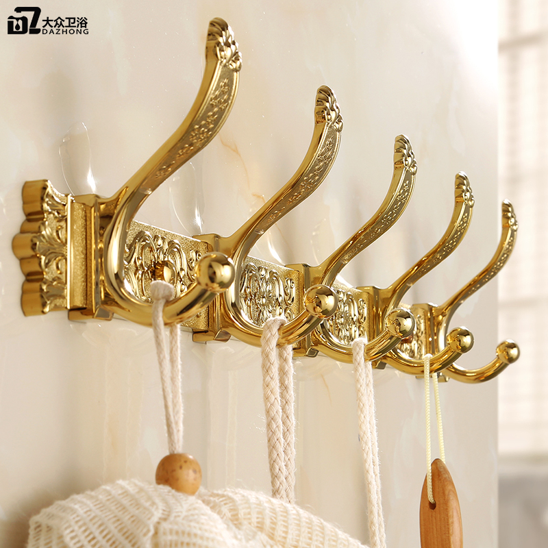 European-style golden coat hooks Wall hanging coat hooks Bathroom hardware pendants Wall hangers hooks clothes row hooks