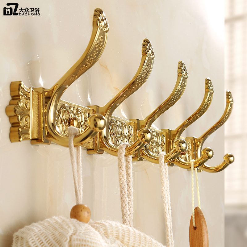European-Style Golden Wall-Mounted Coat Hooks, Bathroom Hardware Accessories, Wall-Mounted Clothes Rack Hooks, Clothes Row Hooks European-Style Golden Wall-Mounted Coat Hooks, Bathroom Hardware Accessories, Wall-Mounted Clothes Rack Hooks, Clothes Row Hooks