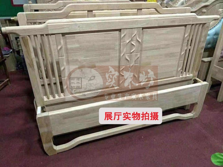 2019 mới hiện đại mới Trung Quốc trắng trống giường trắng phôi gỗ sồi giường trắng đầu giường mới Trung Quốc trắng gỗ rắn giường - Giường giuong sat