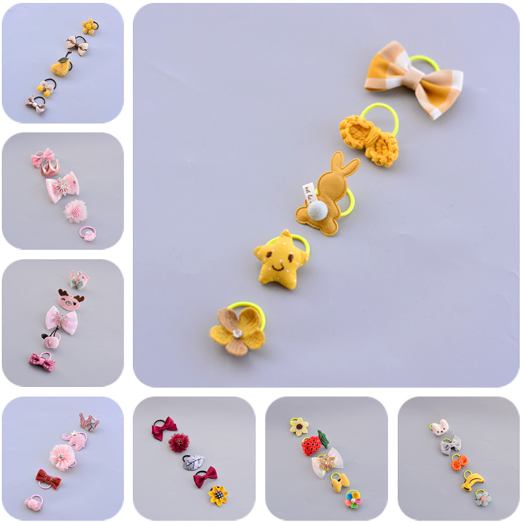 Children's hair ring No injuries Trumpet Baby Haired Elastic Butterfly Knots Flowers Thumb Leather Fascia Crown Headwear