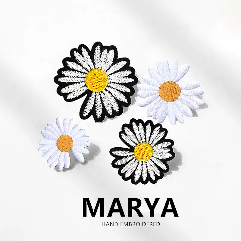 GD Kwon Chi Lung same little daisy embroidery cloth patch patch high top canvas shoes jeans decorative appliqué