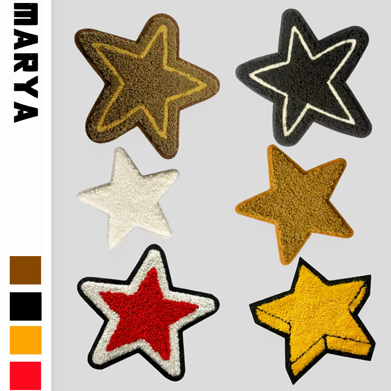 Needlework Trendy Towel Embroidery Personalized Multi-Color Star Pattern Embroidery Fabric Patch Clothing Accessories Patch Decorative Patch