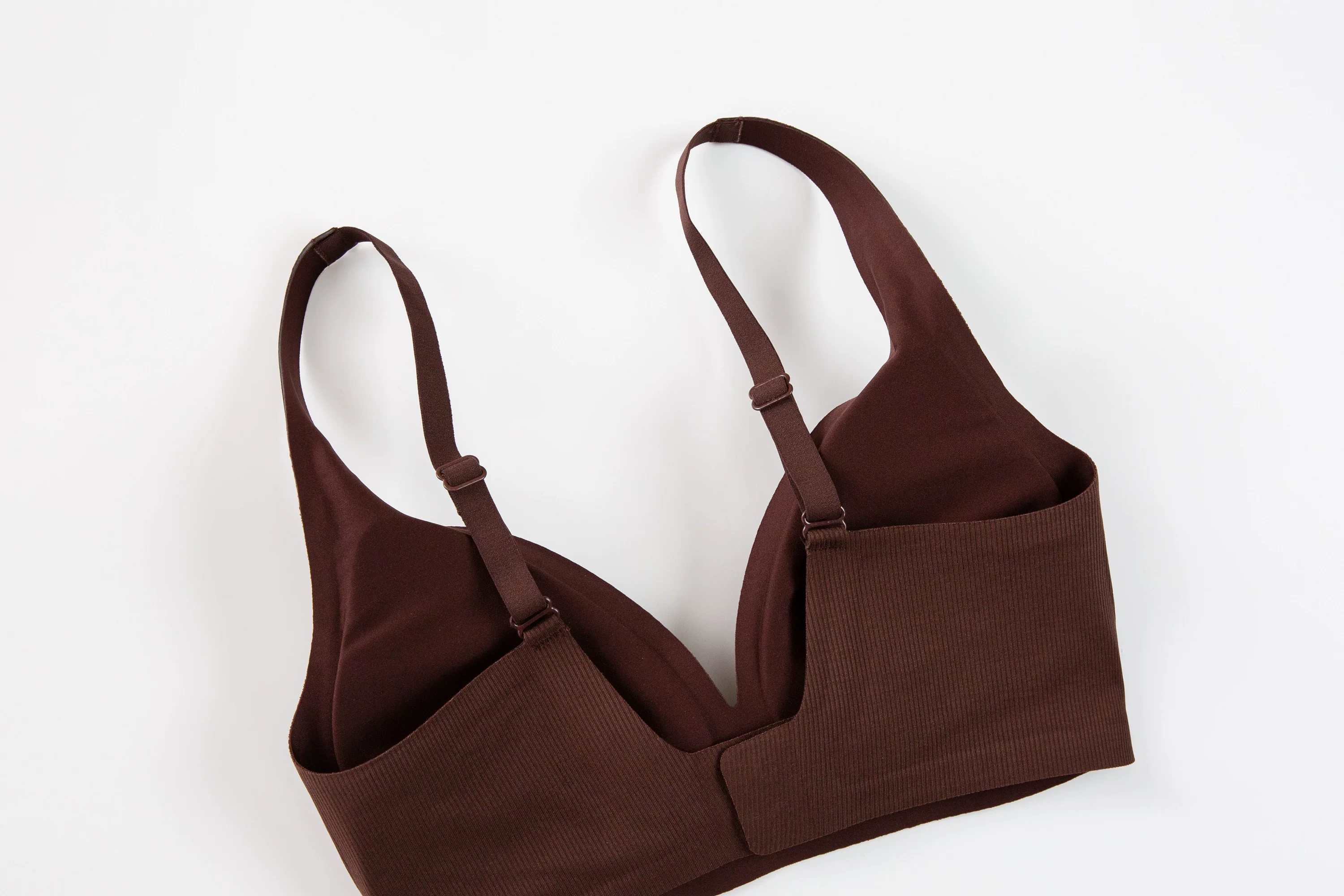 retro vertical stripes small V-neck Tencel bra