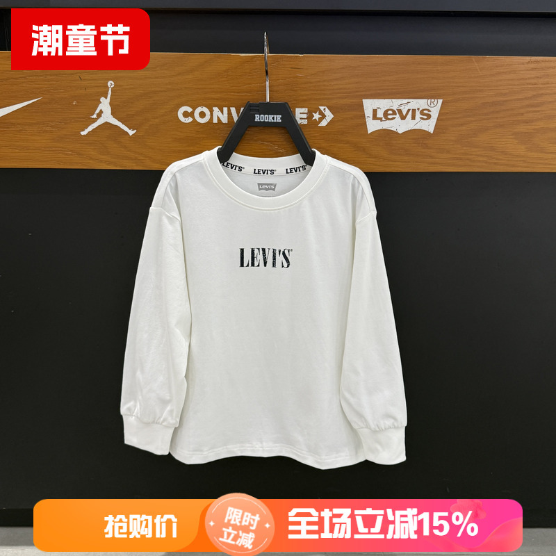 Levi's Children's American-Style Casual Long-Sleeve T-Shirt, Unisex Heavy Cotton Printed Top Lv2632301