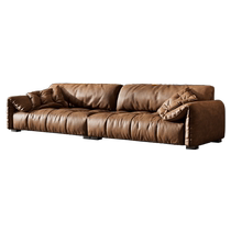 (15% subsidy) Guangchao Italian retro elephant ear leather sofa with multiple seats in the living room
