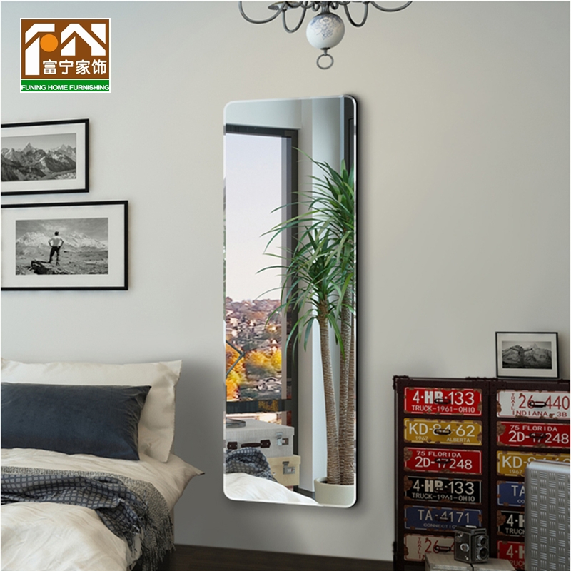 Full body mirror full body mirror rounded corners adhesive wall-mounted full body mirror brief floor mirror wardrobe Xuanguan Decorative Mirrors