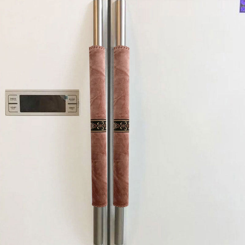 Winter cold warm suede door handle gloves Refrigerator door armrest cover Fabric double door glass door pull gloves non-slip