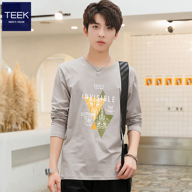 TEEK 2022 Autumn New Cotton Inner Cotton Stream Long Sleeve T - shirt All Cotton Autumn Clothing Teen Autumn Clothing