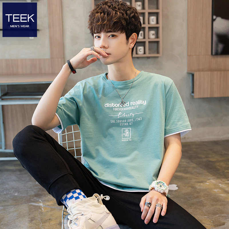 Pure cotton men's short sleeves T-shirt 2022 new Chaobots summer men's t-shirt Under-shirt Teen Summer Clothes