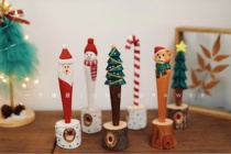 One drawer cute snowman old man solid wood carving for sex pen black water pen stationery birthday present