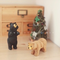 A drawer handmade cute real wood sculpted black brown bear animal decorated bedroom desktop swing piece birthday present