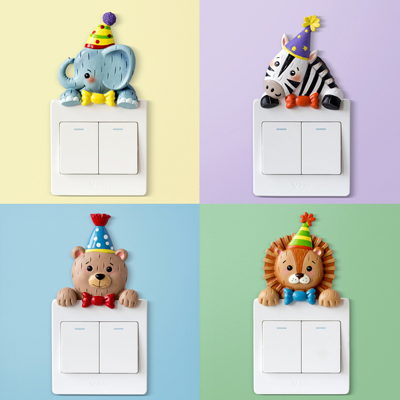 Switch stickers decorative wall stickers protective sleeve 3d three-dimensional cartoon household European border light luxury personality creative socket