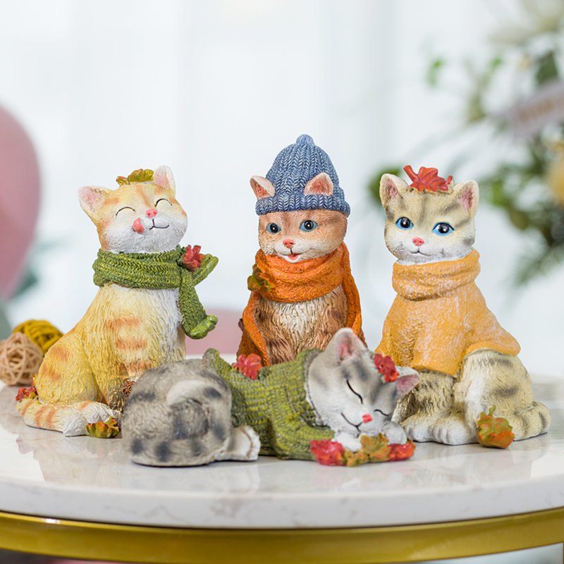 Cat decoration orange cat creative kitten decoration simulation cute home cure decoration bedroom animal resin