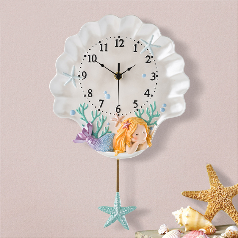Children's room clock pastoral cartoon little princess wall clock living room household cute fashion creative clock art clock