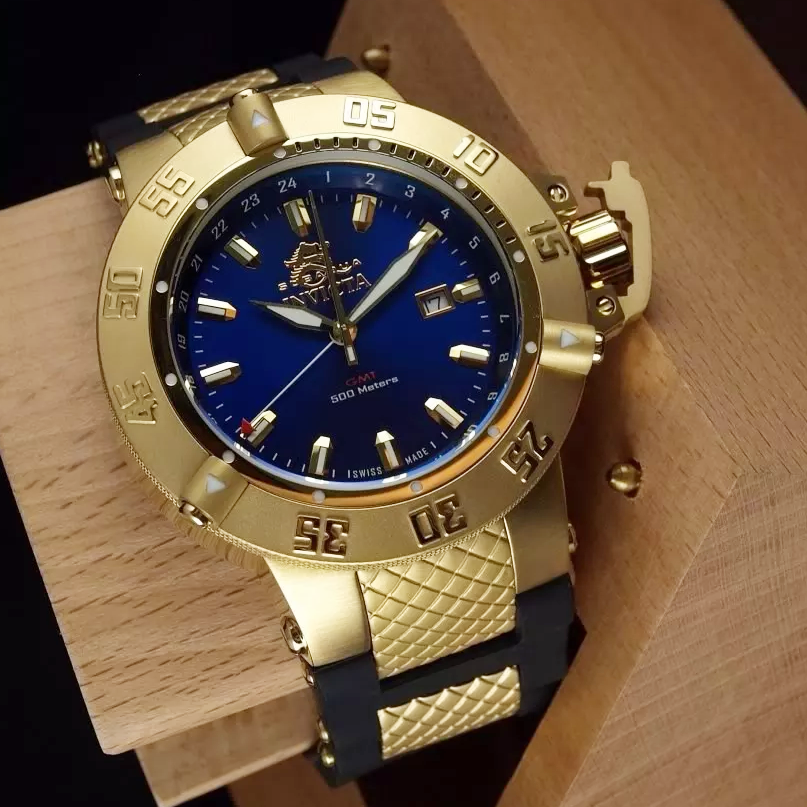 美国原装Invicta 1150系列18K金大表盘石英机械手表500M防水夜光潜水表