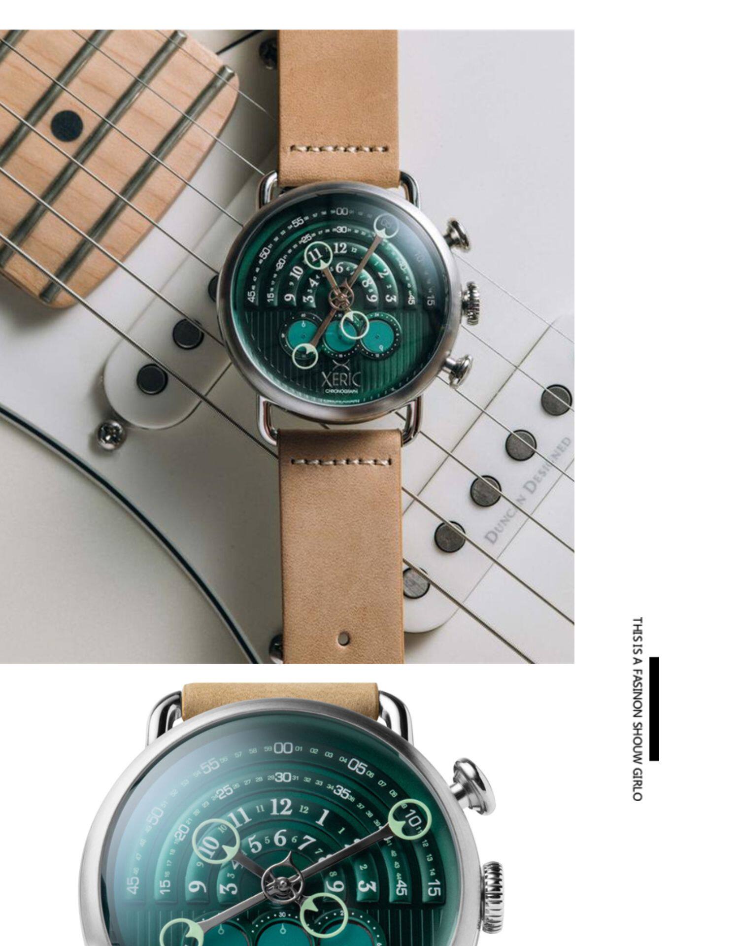 Часы Европа xeric男表halograph chrono网红潮款大表盘手表男夜光新款石英表