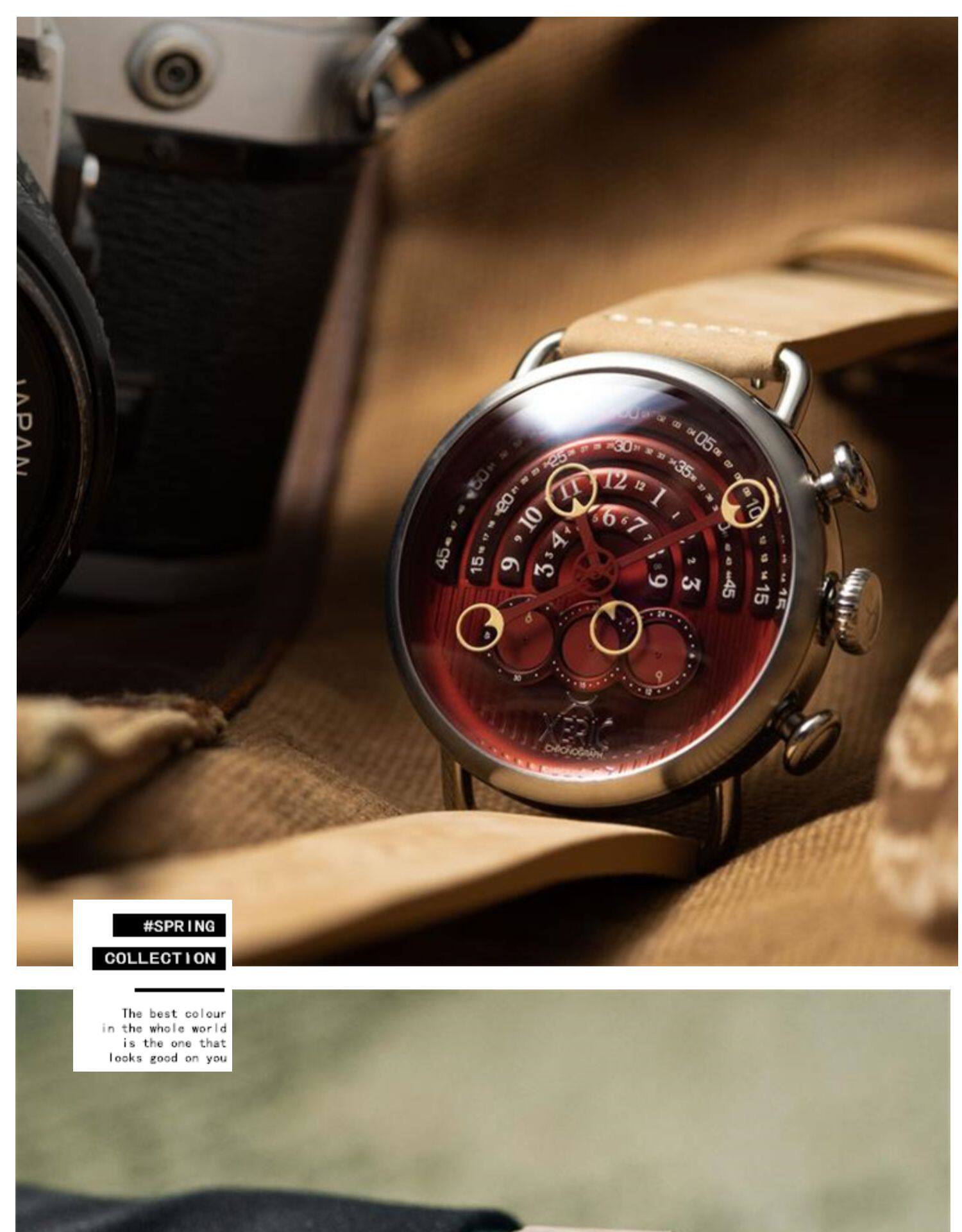 Часы Европа xeric男表halograph chrono网红潮款大表盘手表男夜光新款石英表