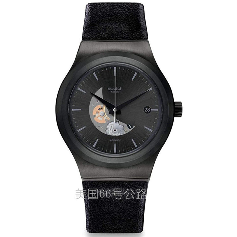 Швейцарские наручные часы 代购swatch斯沃琪瑞士自动机械男表时尚休闲灰色表盘背透手表男y