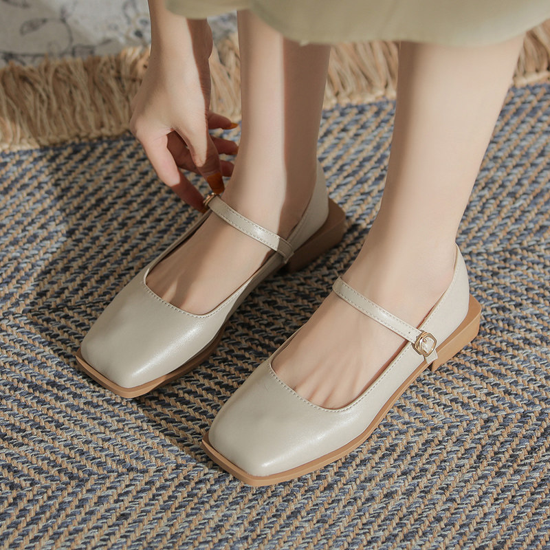 Thick heel Mary Jane shoes women's shoes retro small leather shoes women's summer thin section student shoes French single shoes Japanese jk shoes
