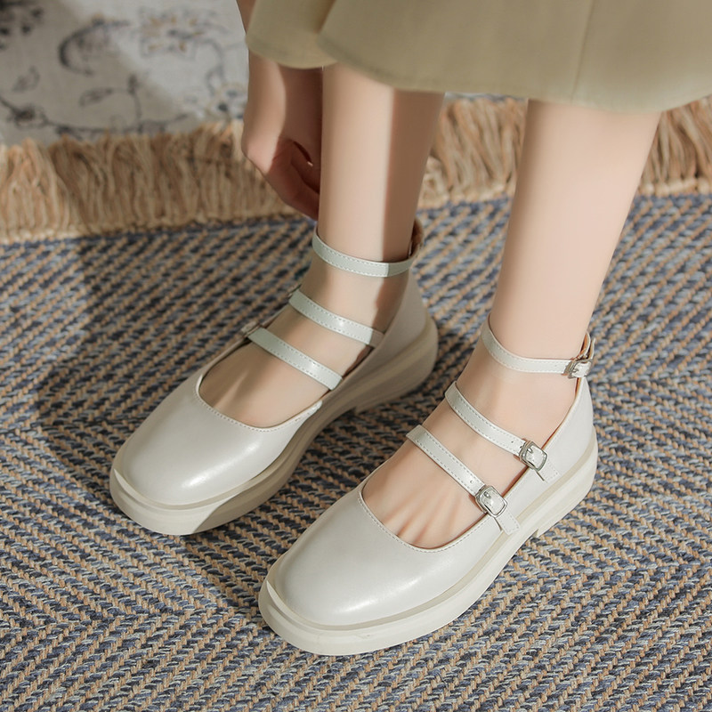 Fa-style Mary Jane shoes woman 2021 new day series jk small leather shoes female Inron shallow and flat flat single shoe woman