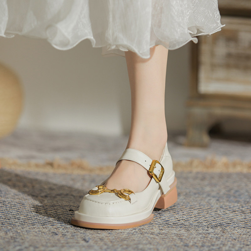 White Mary Precious Shoes Woman Retro 2021 new 100 lap day series JK thick bottom bag shoes Inn Wind students Little leather shoes