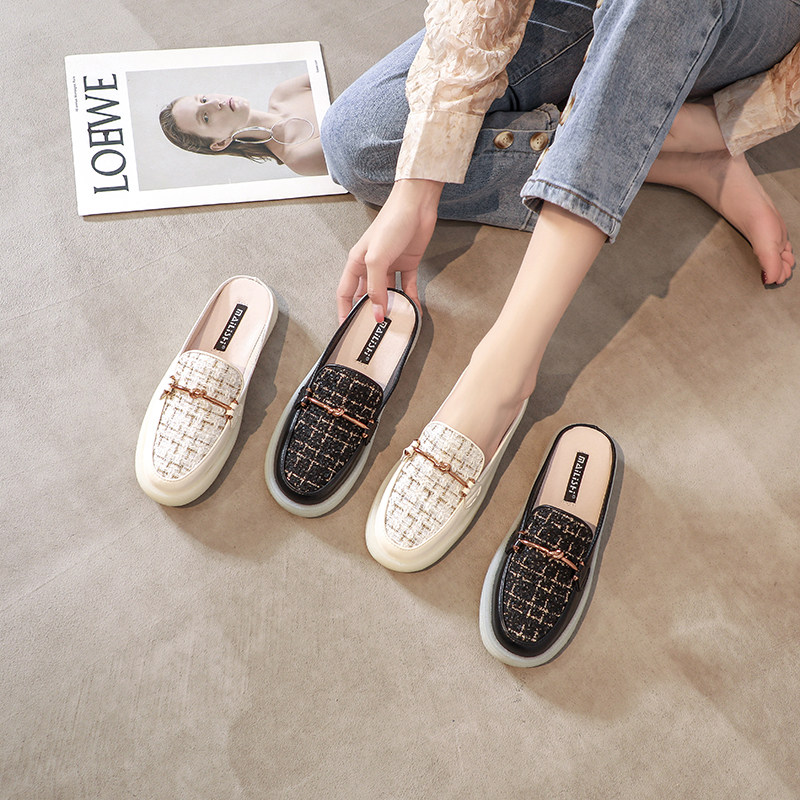 Semi-baotou slippers women wear 2021 new summer net red flat bottom semi-drag women lazy thick bottom fashion cool slippers