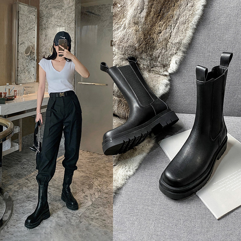 British Wind Martin Boots 2021 new intra - boot boots and Chelsea boots thick - solid elastic stretch boots autumn