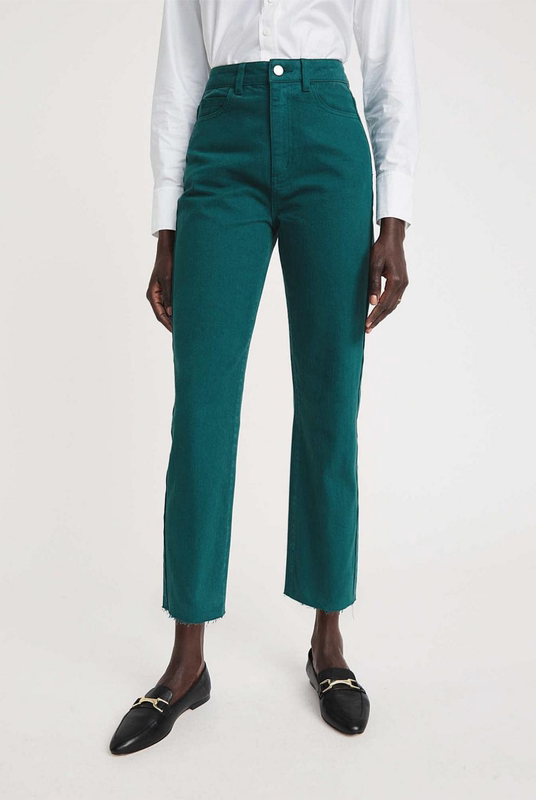 Australian Witchery Women's High-Waisted Cigarette Straight-Leg Jeans, Cropped with Raw Hem, Available in Plus Sizes for Spring and Summer, Makes Legs Look Straighter