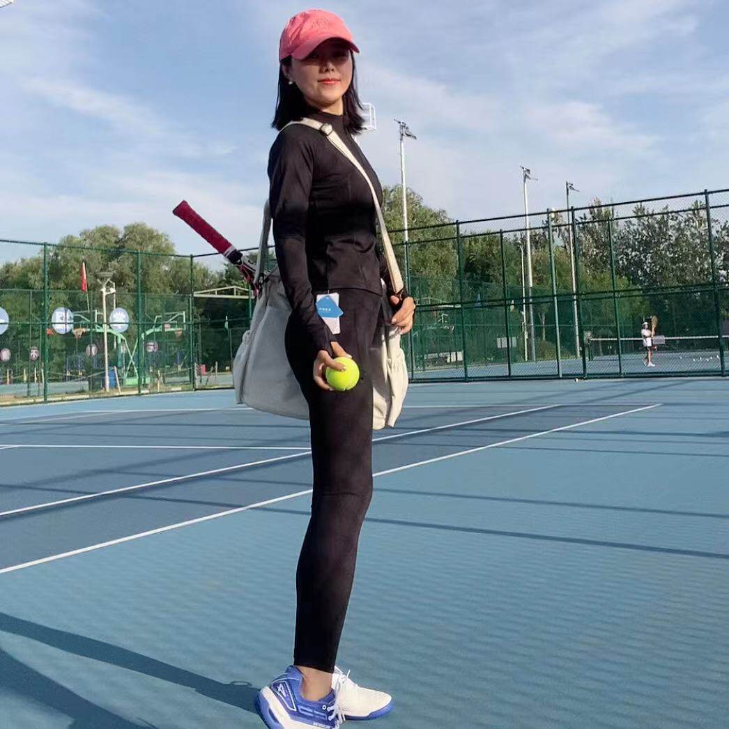 Naked tennis nine-point tights sports quick-drying elastic belt ball pocket fitness yoga female cycling trousers autumn