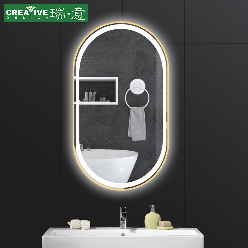 Sanitary Washroom Mirror Led Bathroom Mirror Anti-Fog Toilet Shine Mirror Hairdressshop Hair Salon With Lamp Mirror Wall-mounted