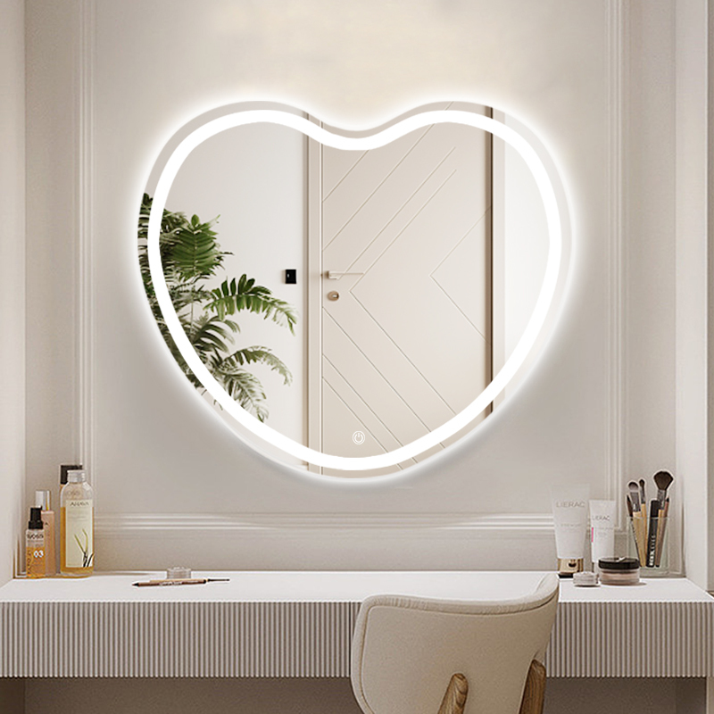 Ruiyi Heart-Shaped Ultra-Clear Glass Smart Light-Up Makeup Mirror Wall-Mounted Bedroom Vanity Mirror with Lights Bathroom Mirror Ruiyi Heart-Shaped Ultra-Clear Glass Smart Light-Up Makeup Mirror Wall-Mounted Bedroom Vanity Mirror with Lights Bathroom Mirror