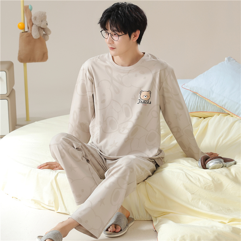 Men's Pajamas, Spring and Autumn Style, Long-Sleeved and Long-Pants, 2026 New Casual Style, Suitable for Teenagers, Can Be Worn Outside, Summer Loungewear Set Men's Pajamas, Spring and Autumn Style, Long-Sleeved and Long-Pants, 2026 New Casual Style, Suitable for Teenagers, Can Be Worn Outside, Summer Loungewear Set
