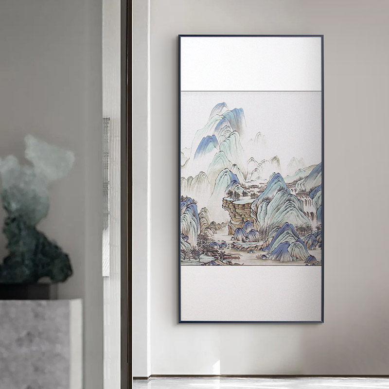 China's emblems ancient architectural decoration painting Xuanguan Vertical version of the aisle corridor End hanging painting Chinese landscape line sketching