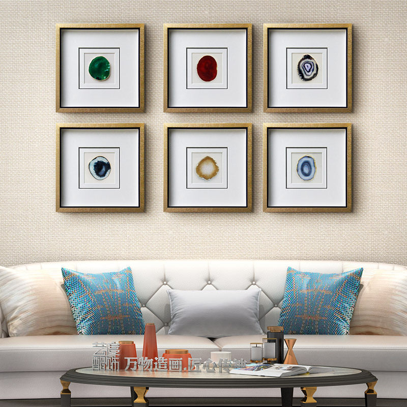 Haina Baichuan Natural agate stone hanging painting modern minimalist living room sofa decoration painting dining room light luxury abstract painting