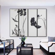 Excerpts from Zhang Daqian's Works New Chinese Living Room Sofa Backwall Decorative Painting Quadruple Hanging Painting Chinese Landscape Painting