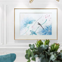 Lotus pond spring color new Chinese living room flower horizontal plate hanging painting porch decorative painting master bedroom bedside restaurant mural